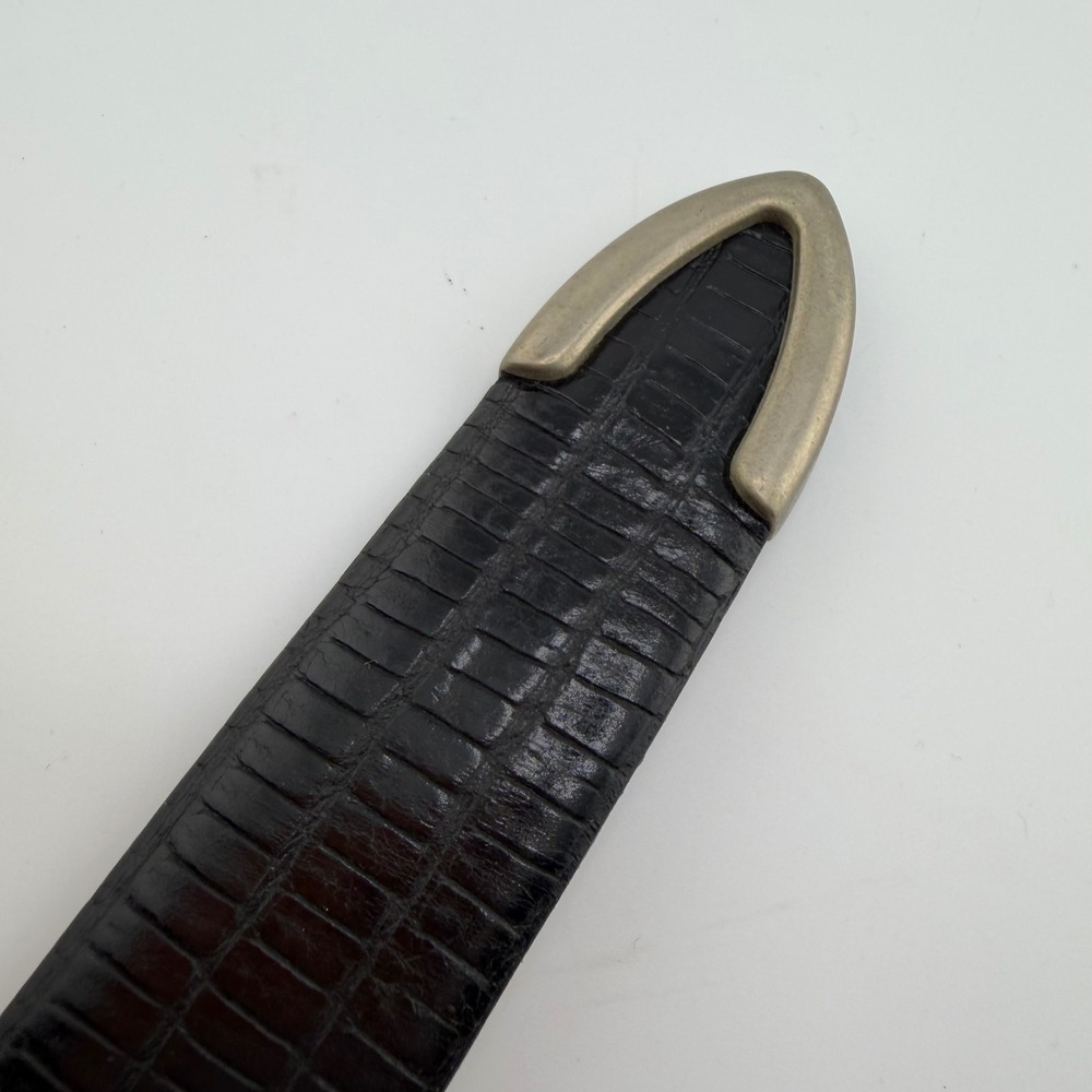 Roundtree & Yorke Men's Black Lizard Embossed Leather Belt Made in Italy Size 40 - Picture 7 of 10